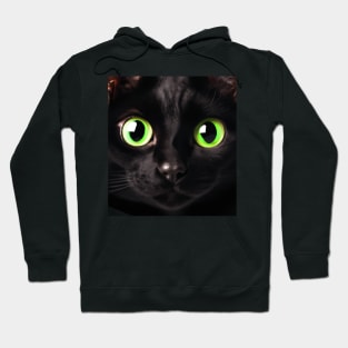 Black Cat with Green Eyes Hoodie